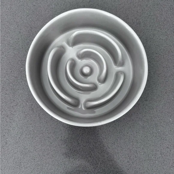 Ceramic Gray Pet Slow Feeder Bowl - Picture 2 of 2